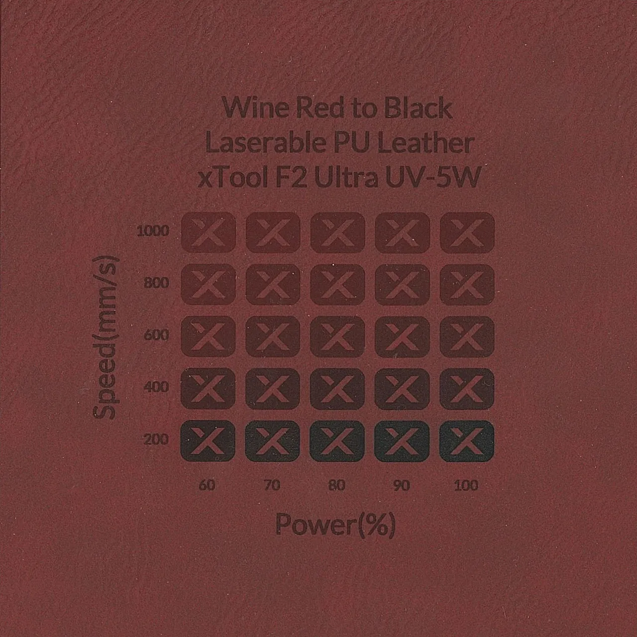 Wine Red to Black Laserable PU Leather Magnetic Bookmark test grid