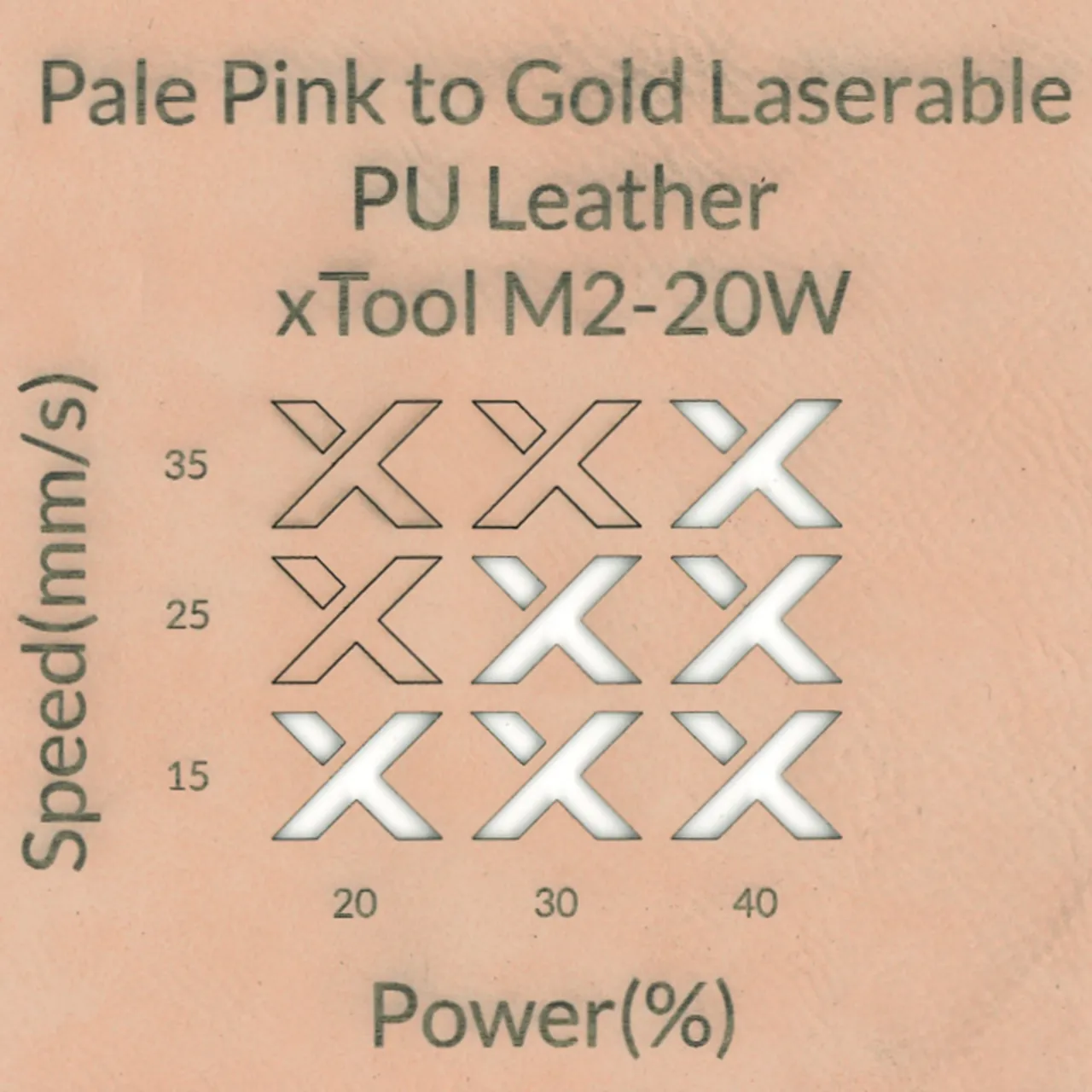 Pale Pink to Gold Laserable PU Notebook test grid