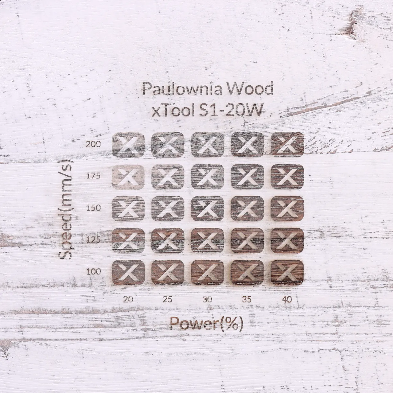 Distressed White Painted Paulownia Wood test grid