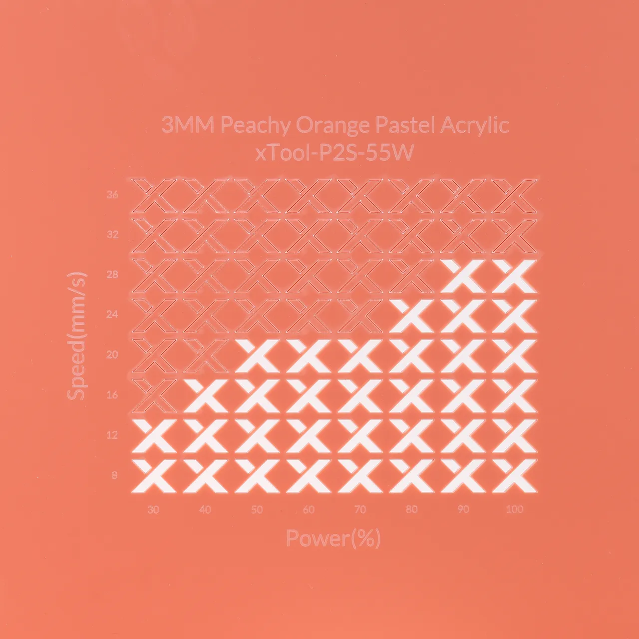 1/8"(3mm) Peachy Orange Acrylic test grid