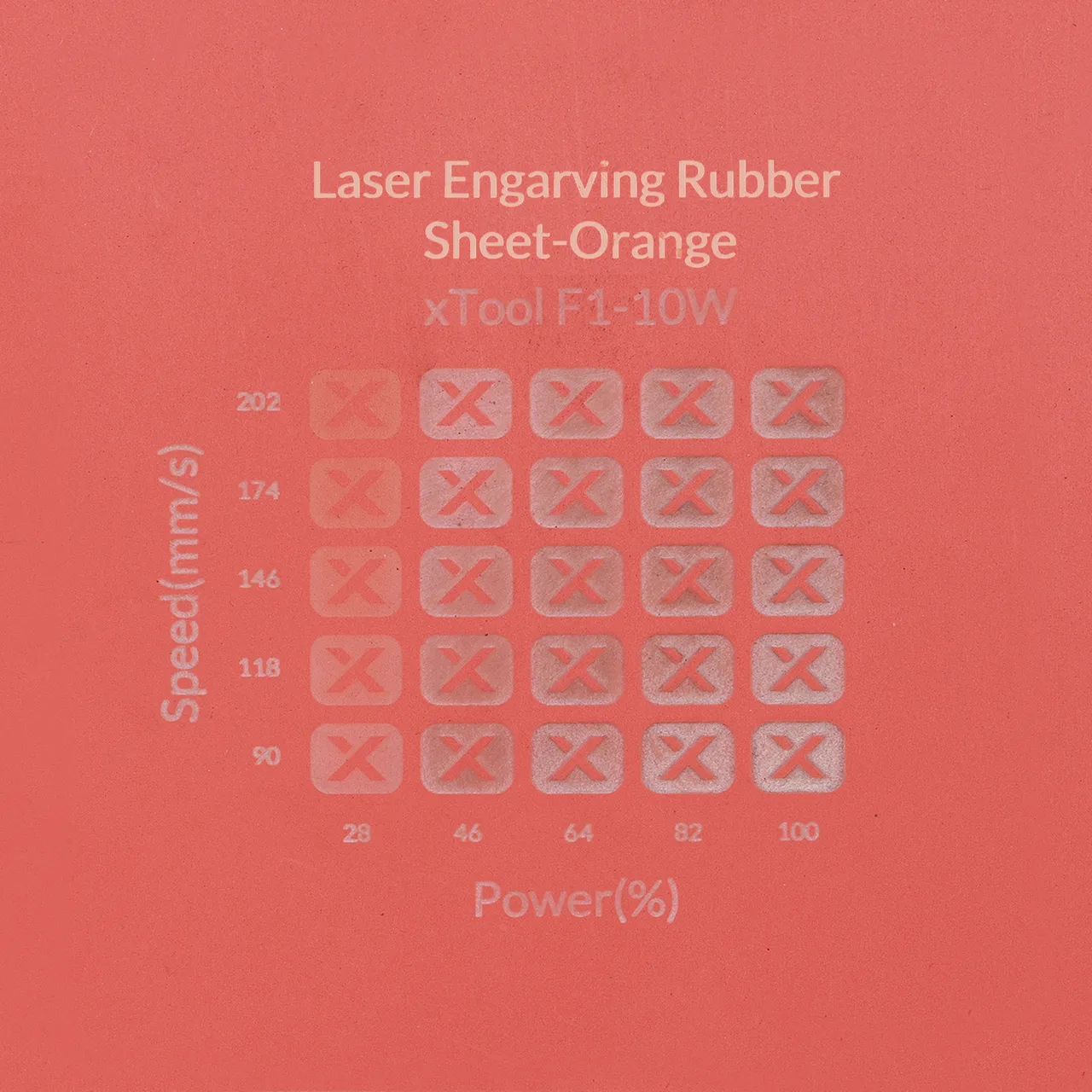 Orange Laser Engraving Rubber Sheet test grid