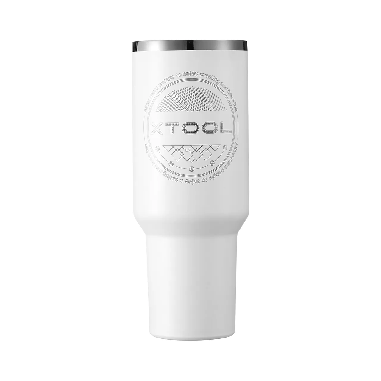 40oz(1183ml) White to Silver Tumbler with Removable Handle test grid