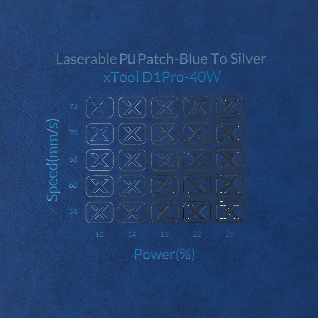 Blue to Silver Rectangular Laserable Pu Patch test grid
