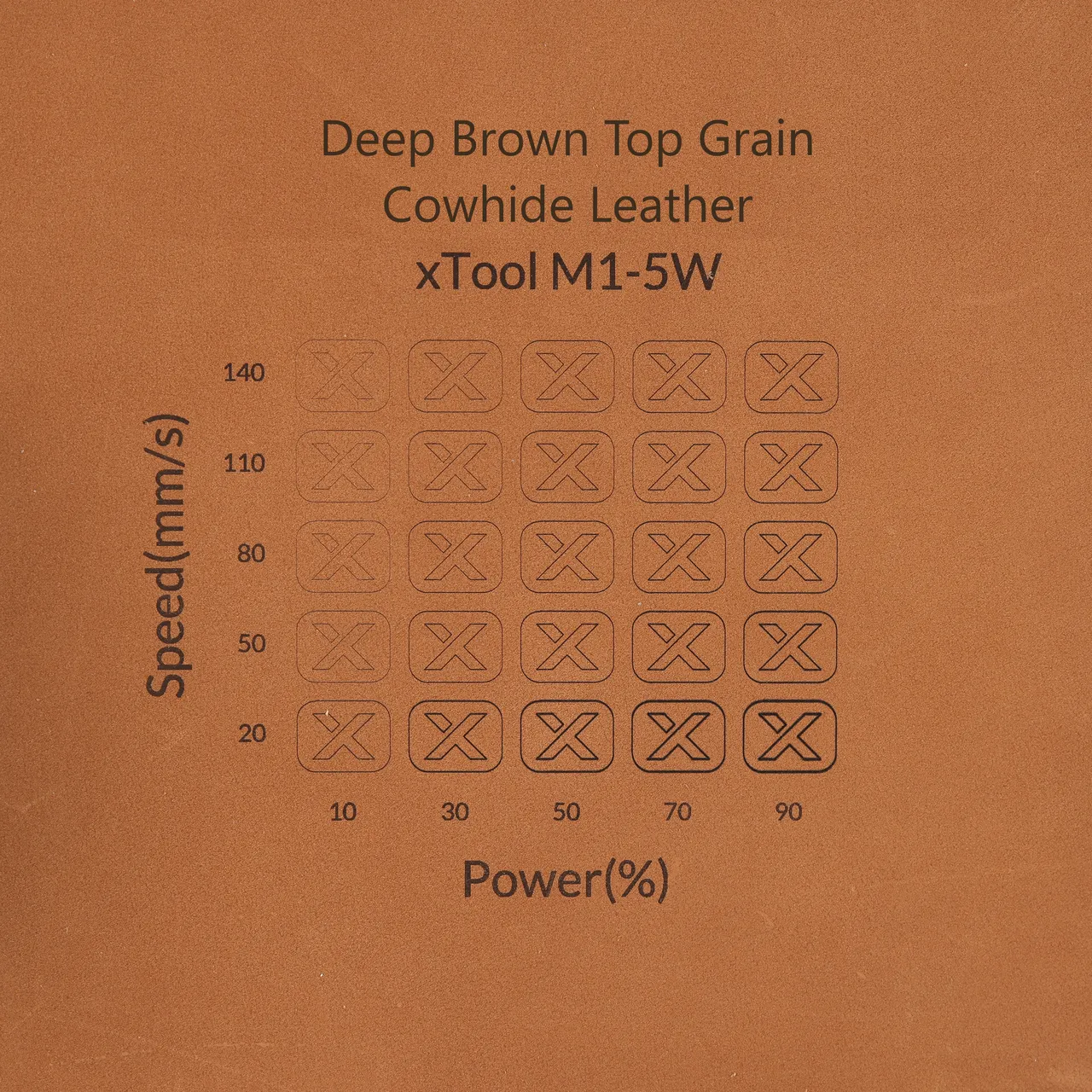 Deep Brown Top Grain Cowhide Leather test grid