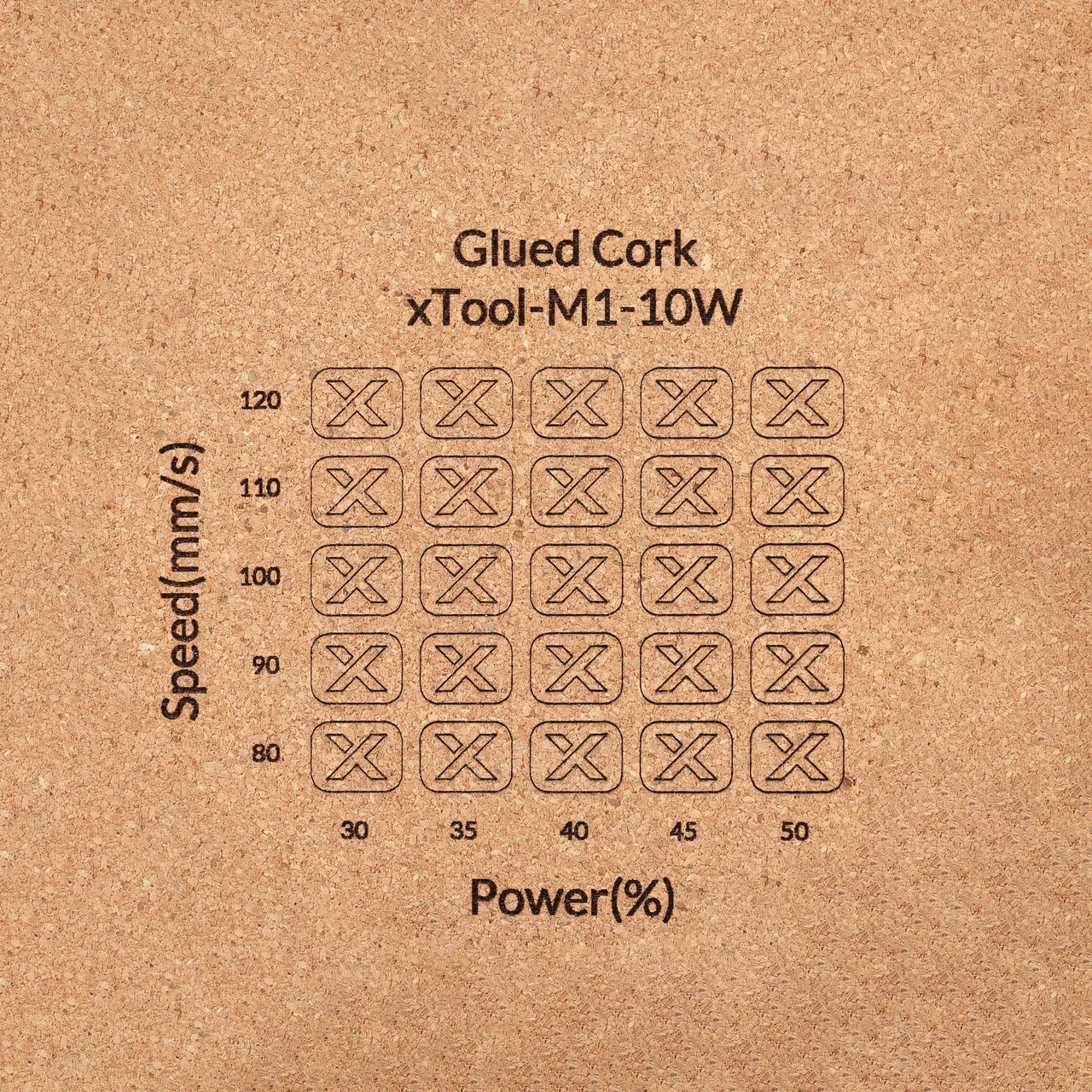 Glued Cork test grid
