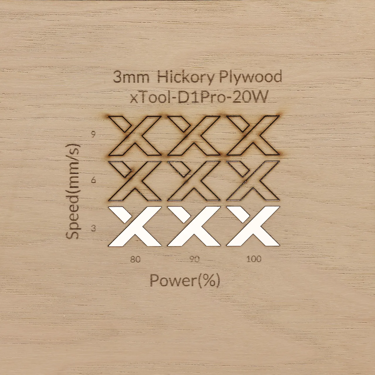 1/8"(3mm) Hickory Plywood test grid