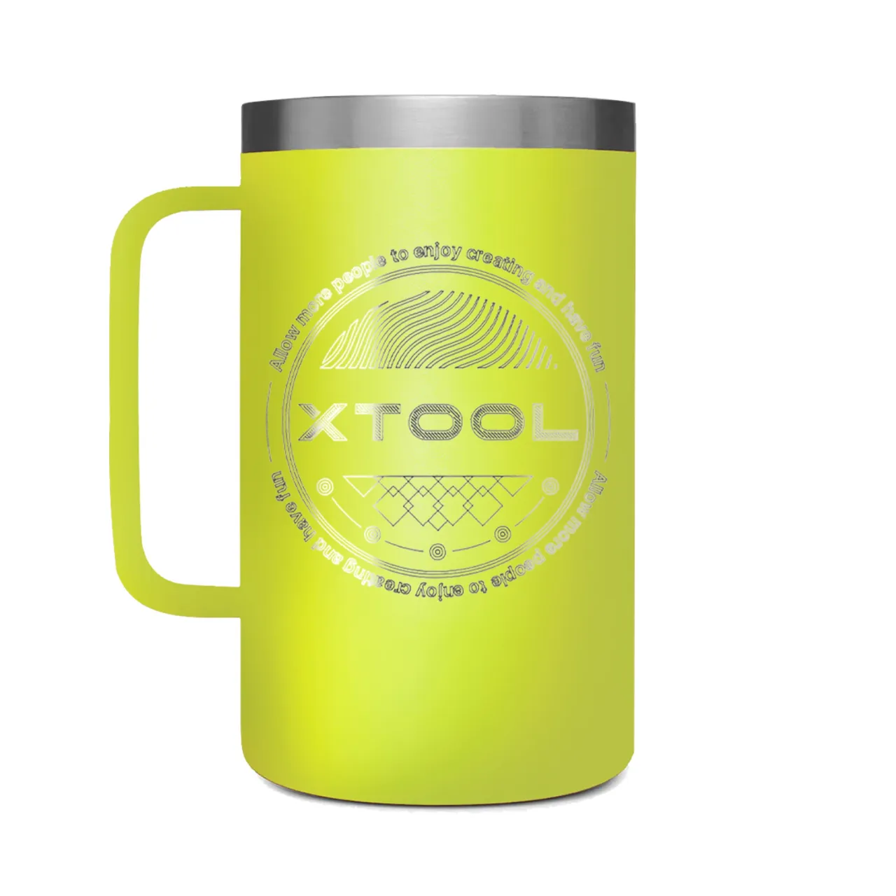 Chartreuse Stainless Steel Tumbler with Handle (24oz) test grid