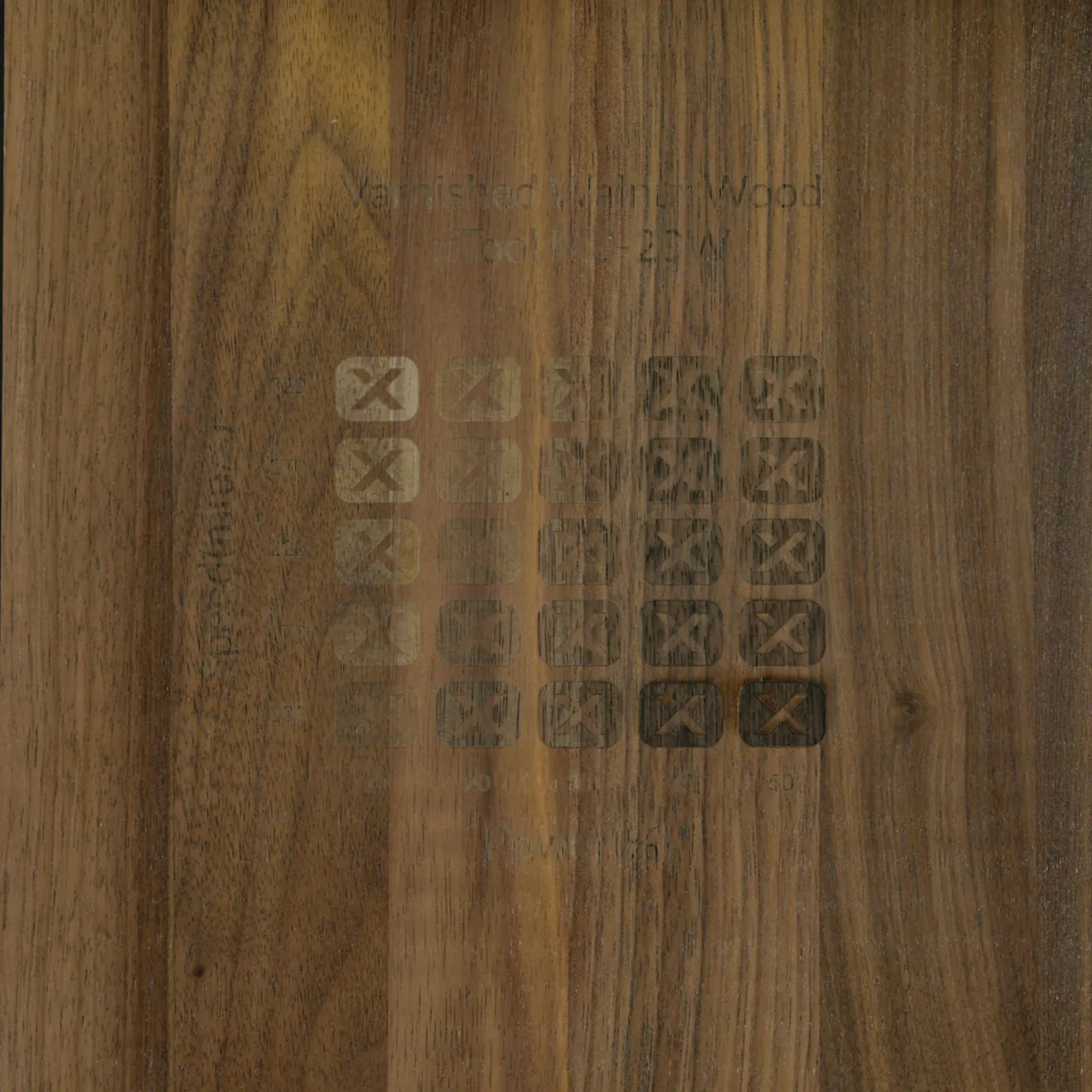 Varnished Walnut Wood test grid