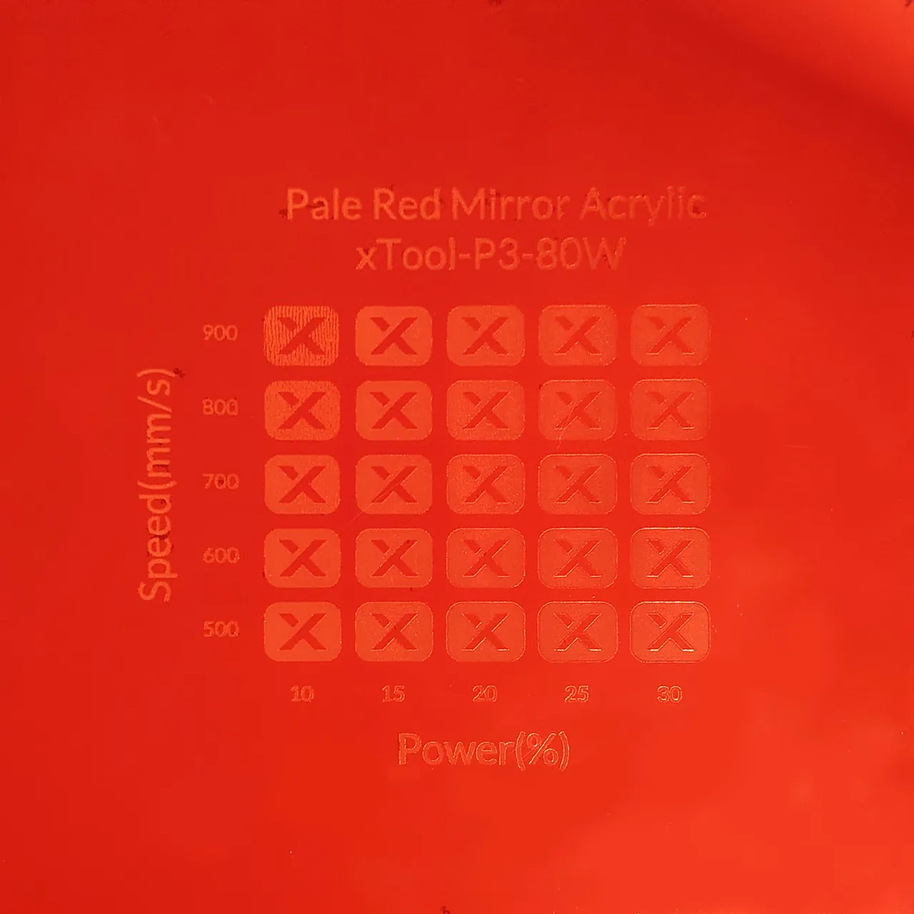 1/8"(3mm) Pale Red Mirror Acrylic test grid