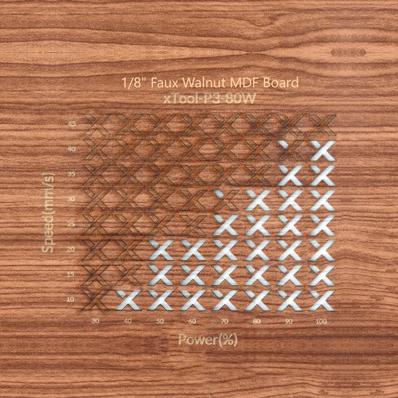 1/8"(3mm) Faux Walnut MDF Board test grid