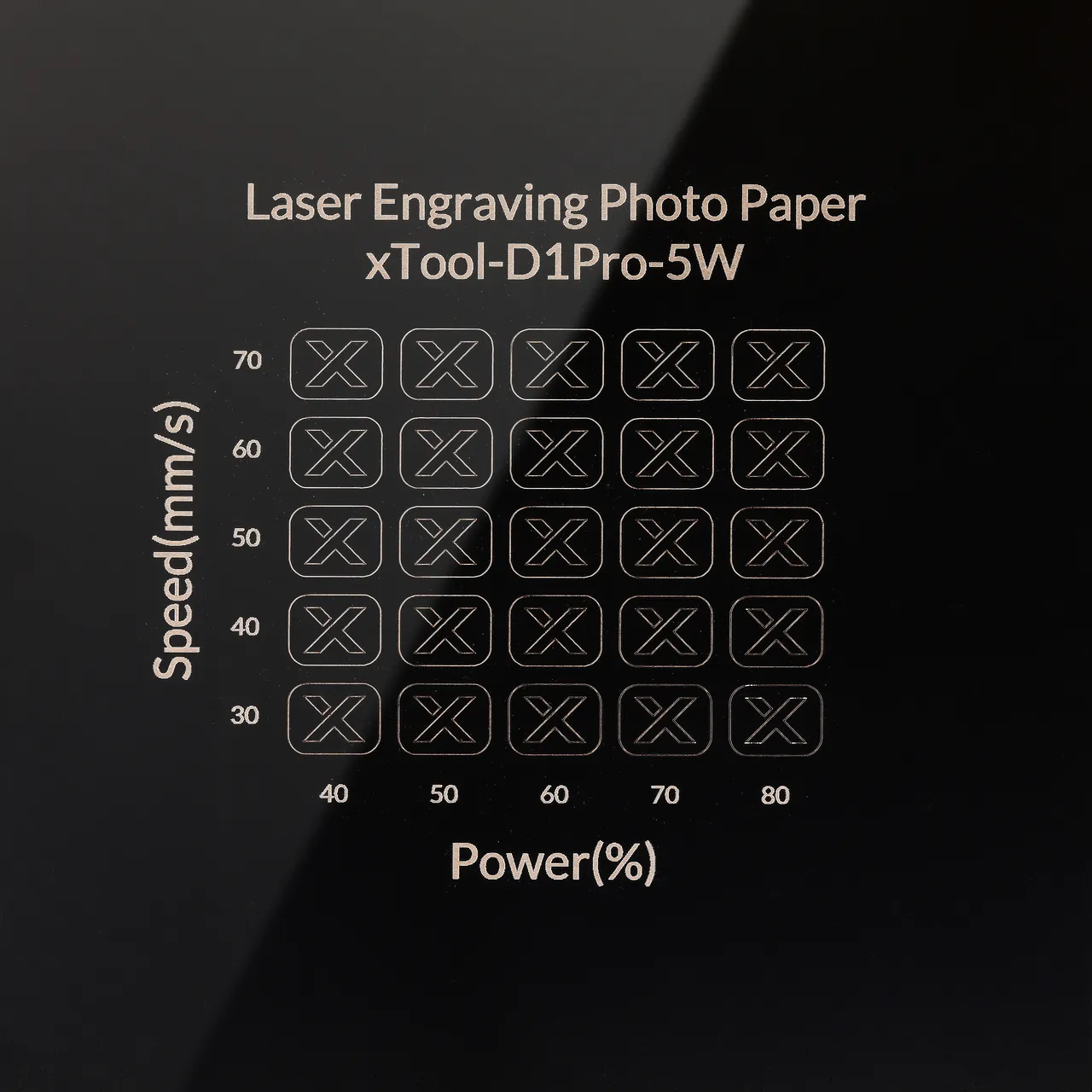 Laser Engraving Photo Paper test grid