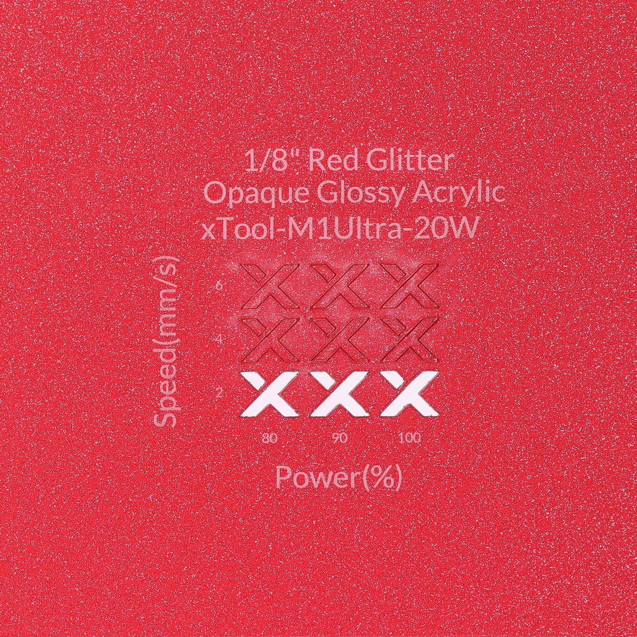 1/8"(3mm) Red Glitter Translucent Acrylic test grid