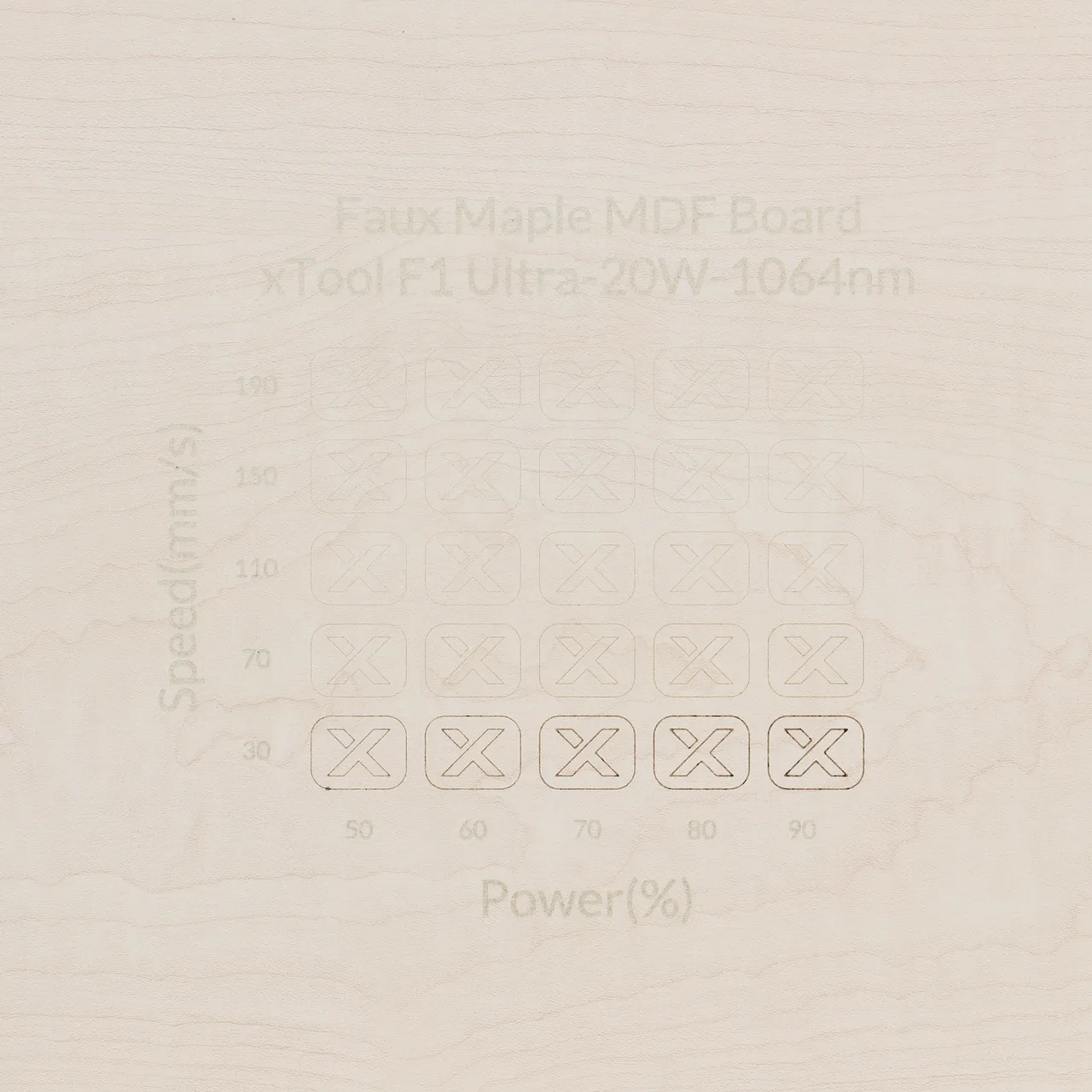 1/8"(3mm) Faux Maple MDF Board test grid