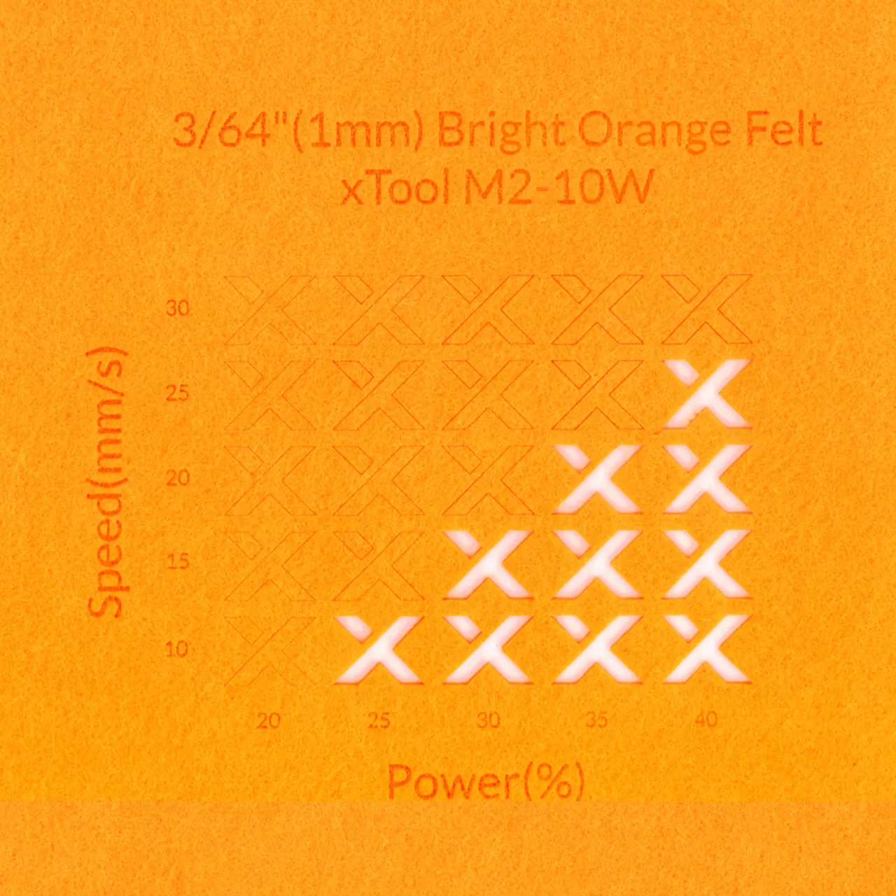 3/64"(1mm) Bright Orange Felt test grid