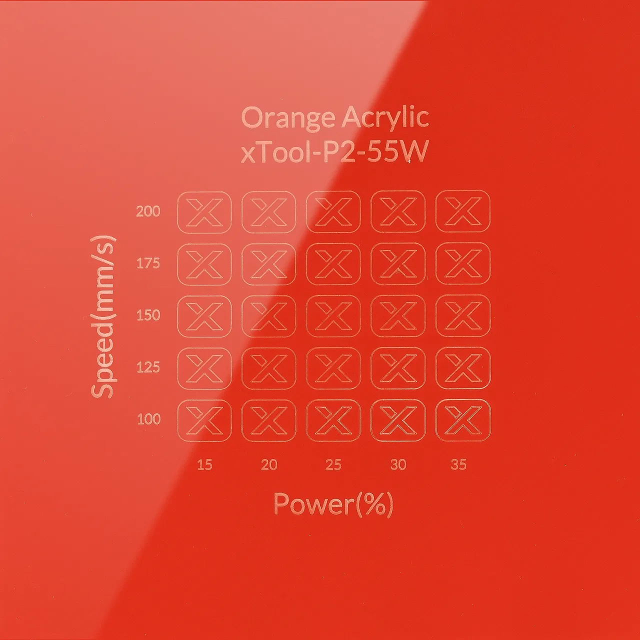 1/8"(3mm) Orange Acrylic test grid