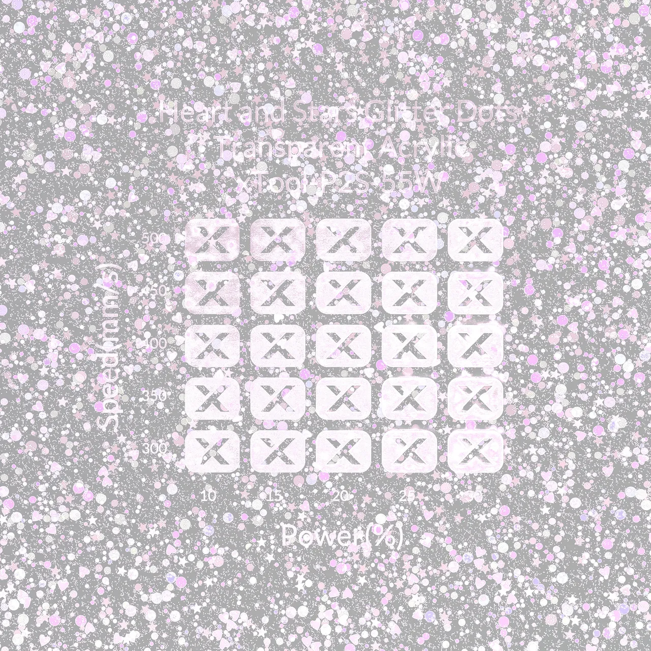 1/8"(3mm) Heart and Stars Glitter Dots Transparent Acrylic test grid