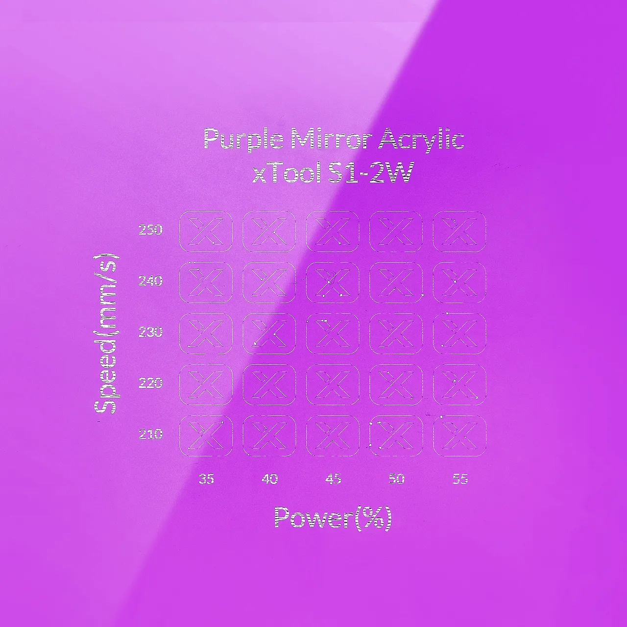 1/8"(3mm) Purple Mirror Acrylic test grid