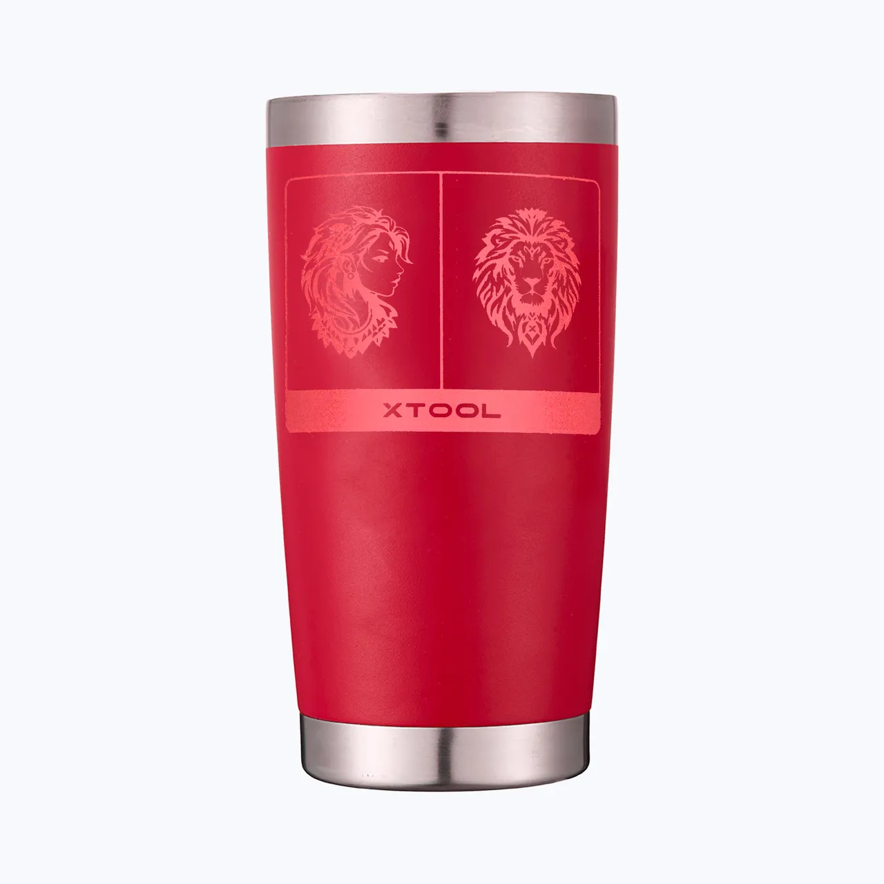 20oz(600ml) Harvest Red Coffee Tumbler for Laser Engraving test grid
