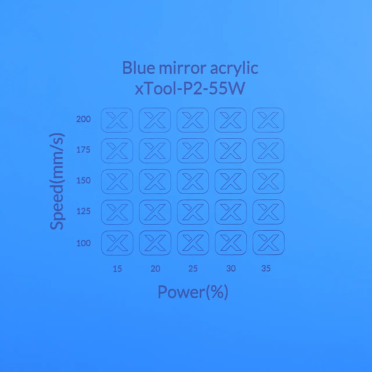 1/8"(3mm) Blue Mirror Acrylic test grid