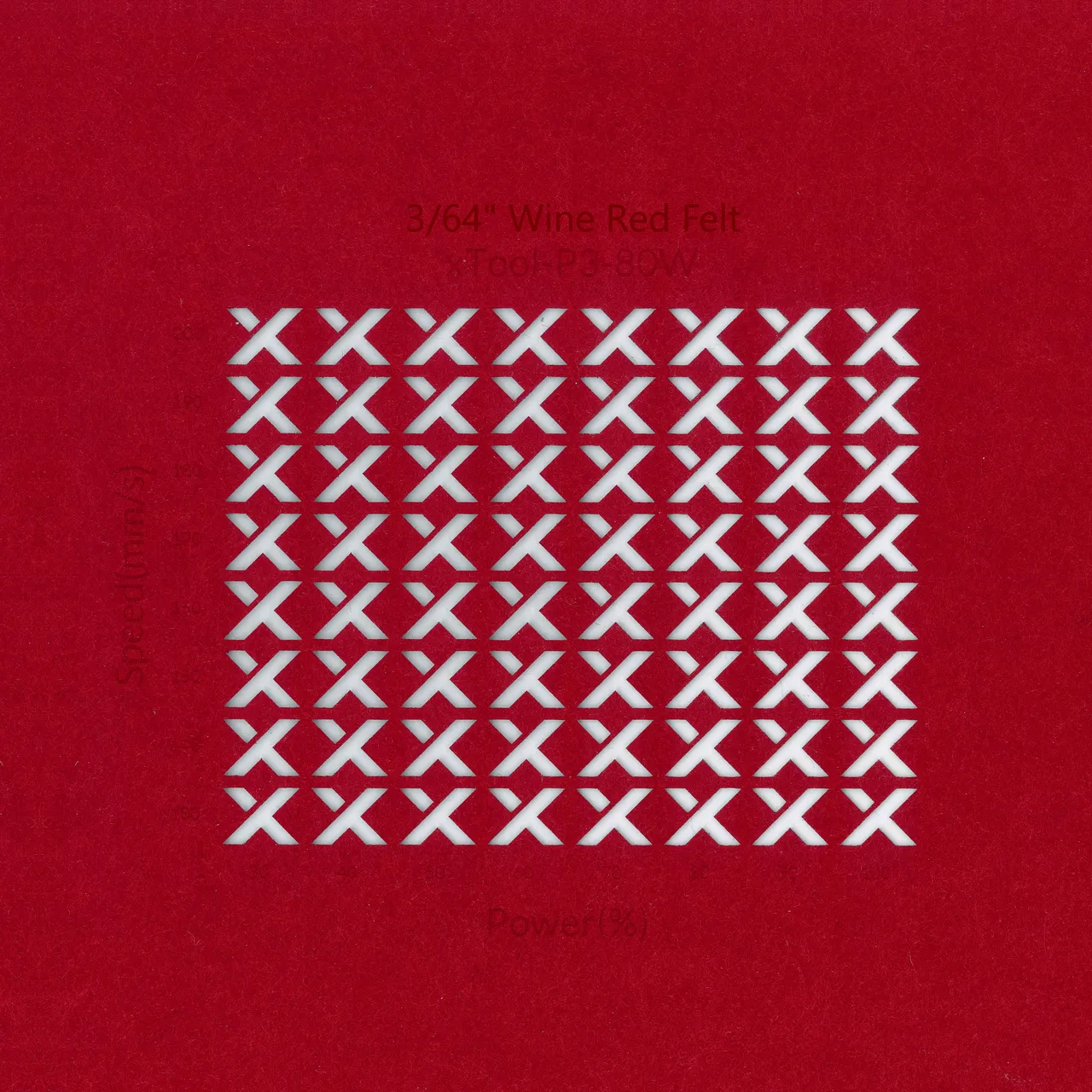3/64"(1mm) Wine Red Felt test grid