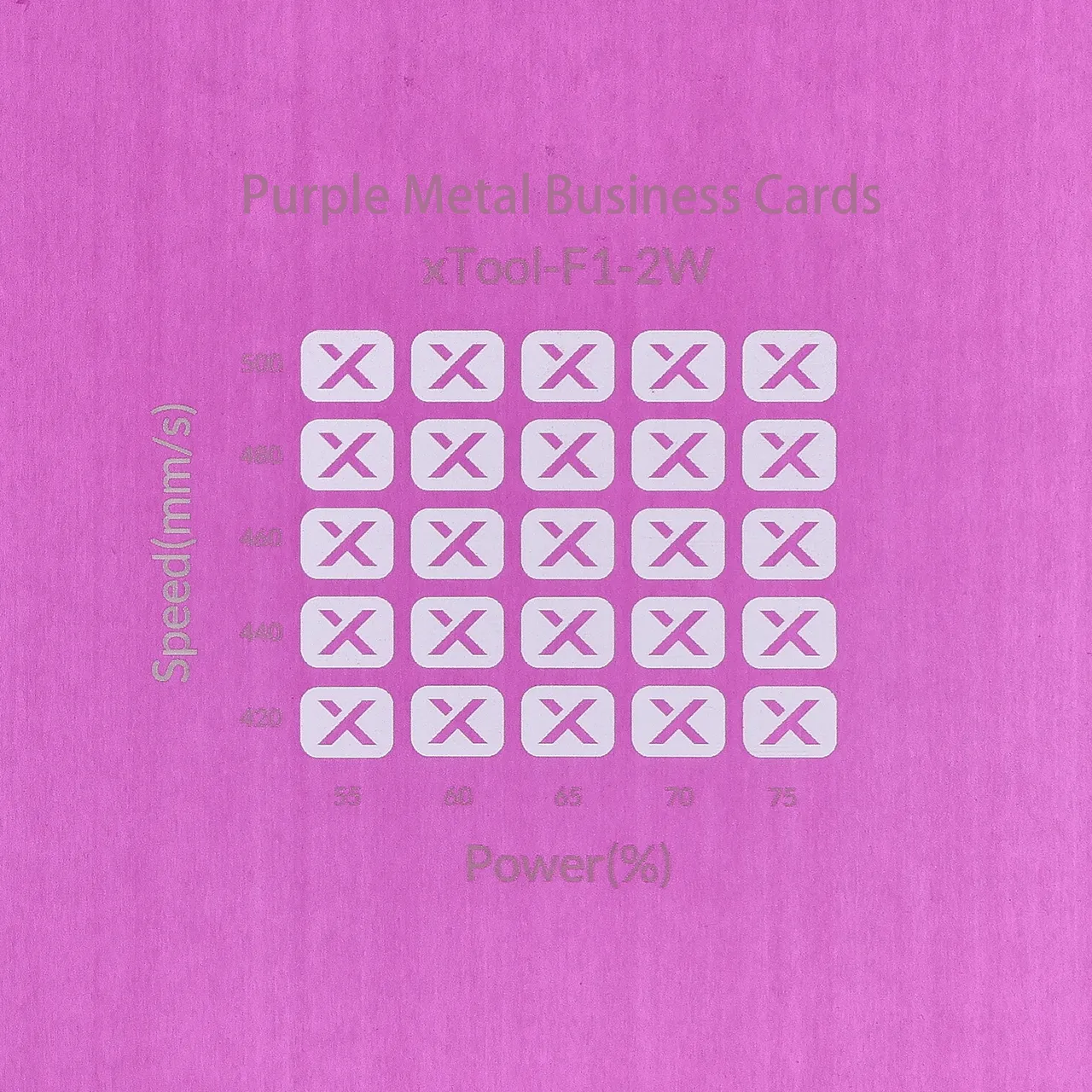 Purple Metal Business Card test grid