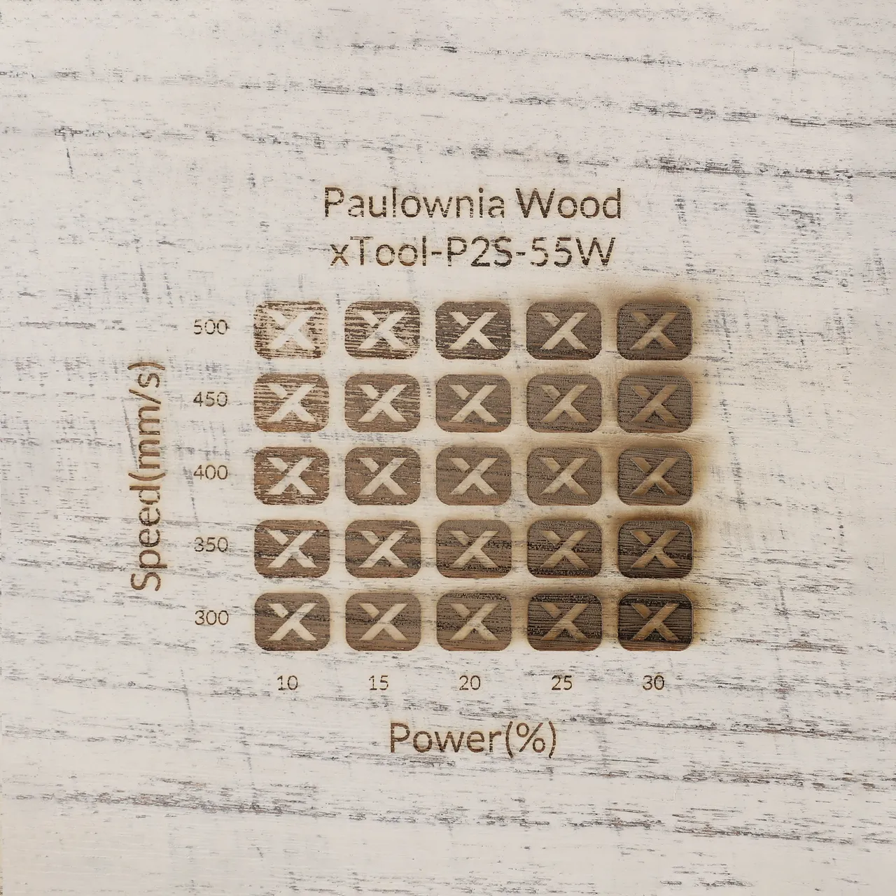 Distressed White Painted Paulownia Wood test grid