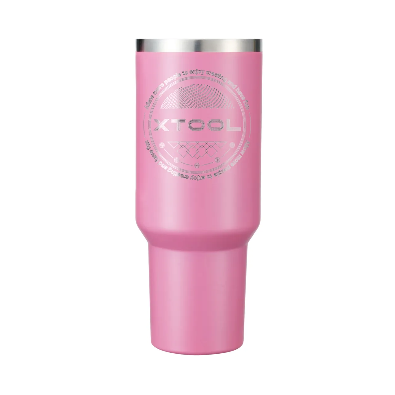 40oz(1183ml) Peony Pink to Silver Tumbler with Removable Handle