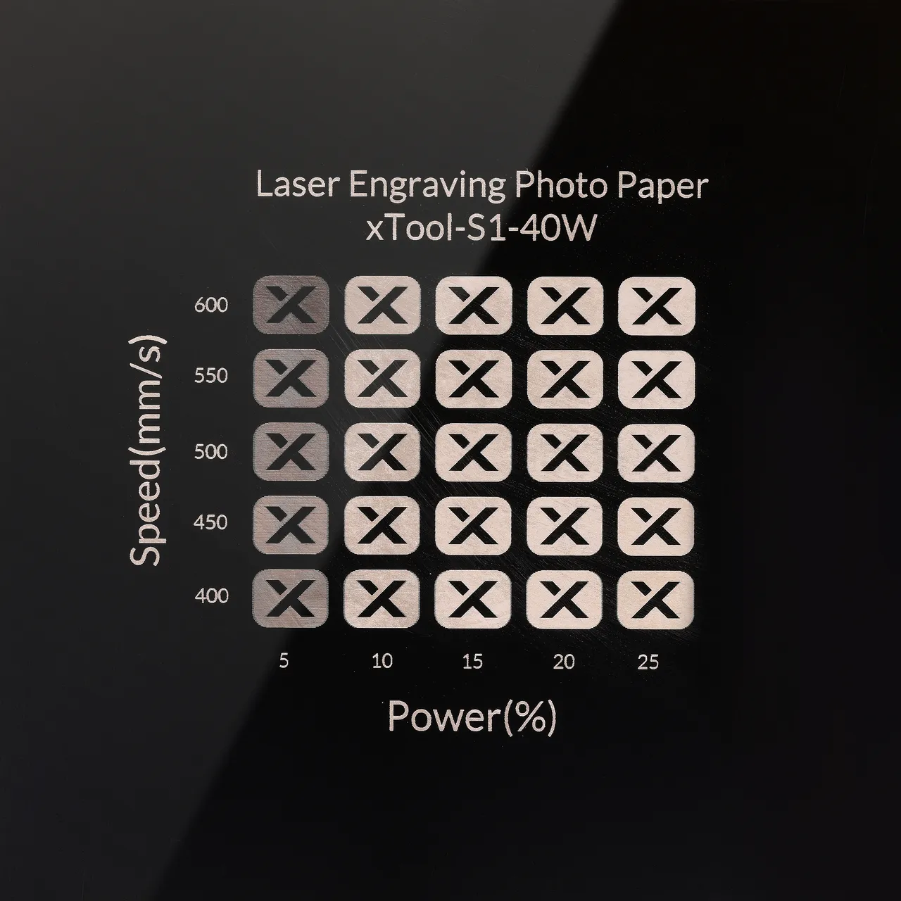 Laser Engraving Photo Paper test grid