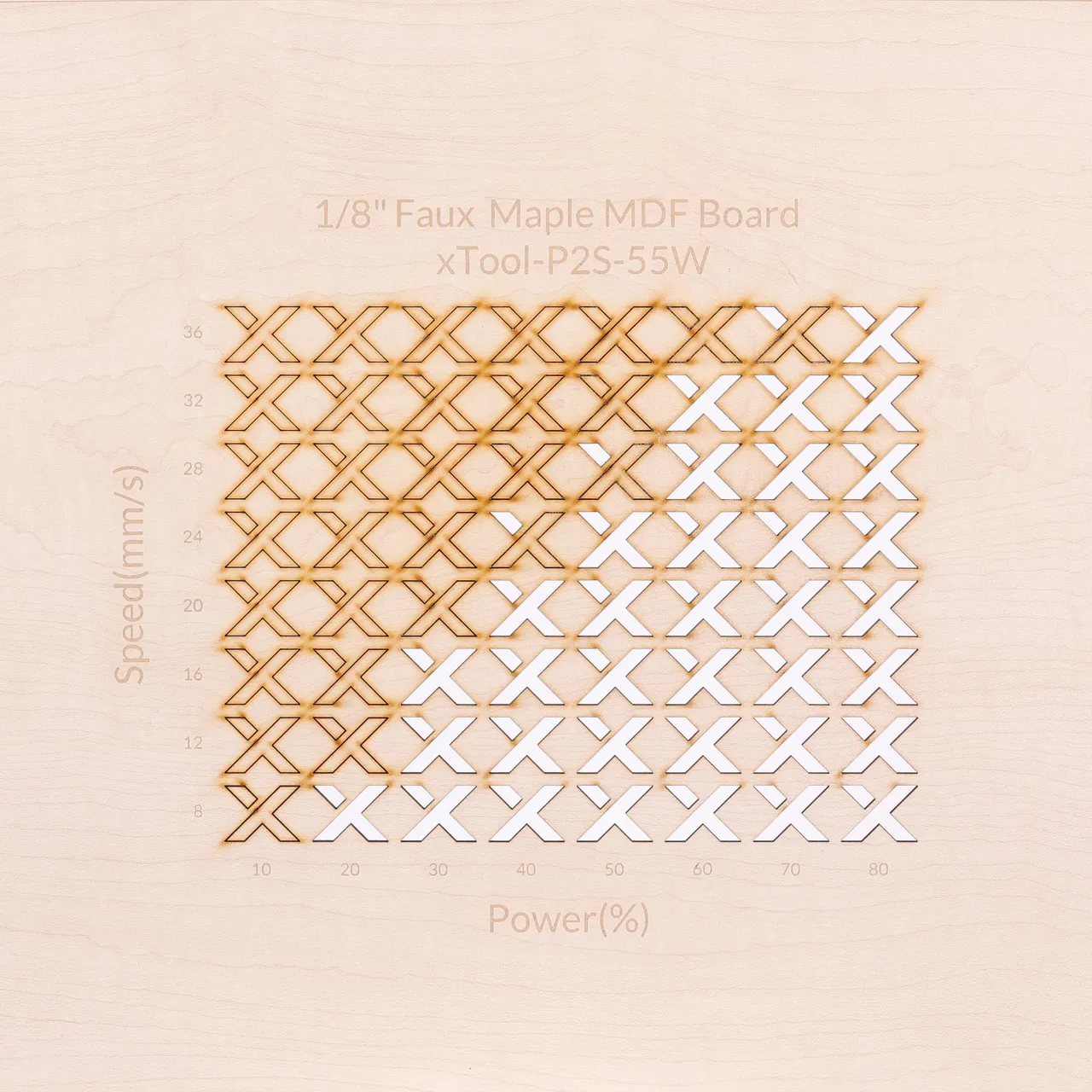 1/8"(3mm) Faux Maple MDF Board test grid