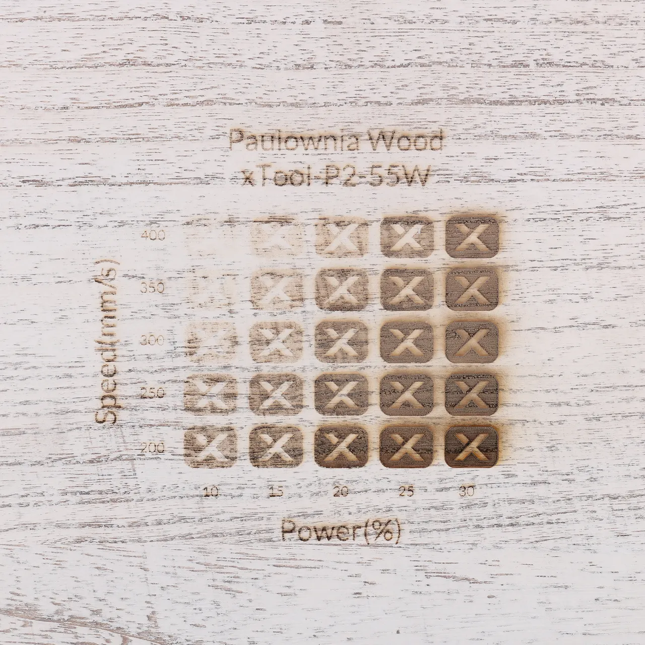 Distressed White Painted Paulownia Wood test grid