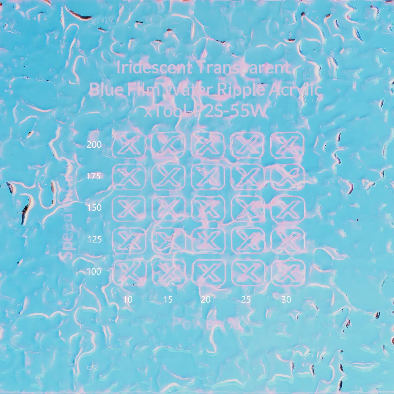 1/8"(3mm) Iridescent Blue Film Transparent Water Ripple Acrylic test grid
