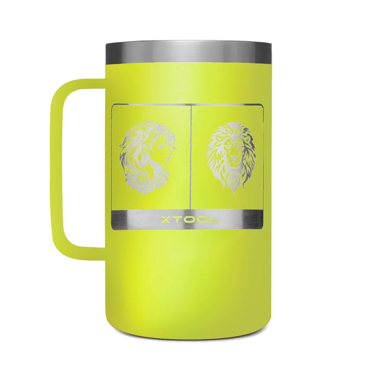 Chartreuse Stainless Steel Tumbler with Handle (24oz) test grid