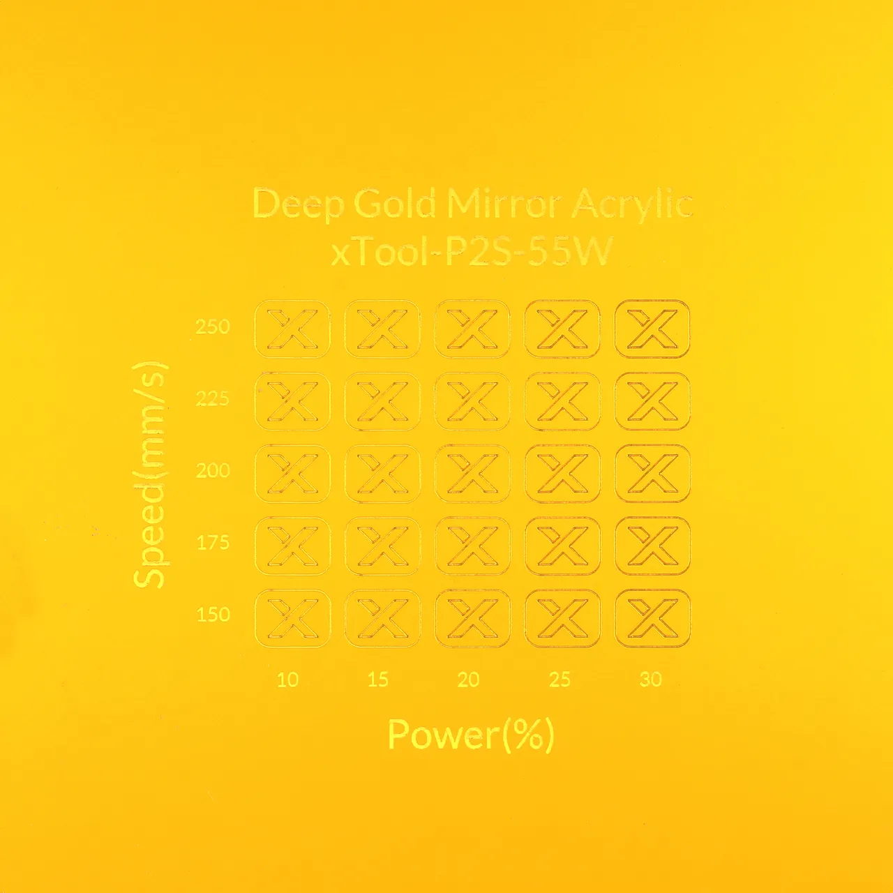1/8"(3mm) Deep Gold Mirror Acrylic test grid
