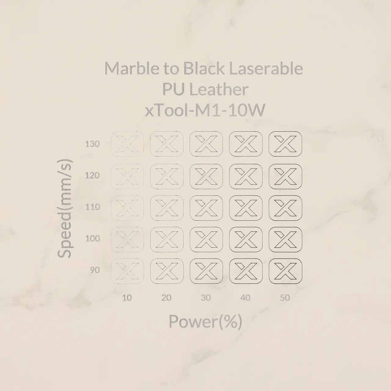 Marble to Black Laserable PU Leather test grid