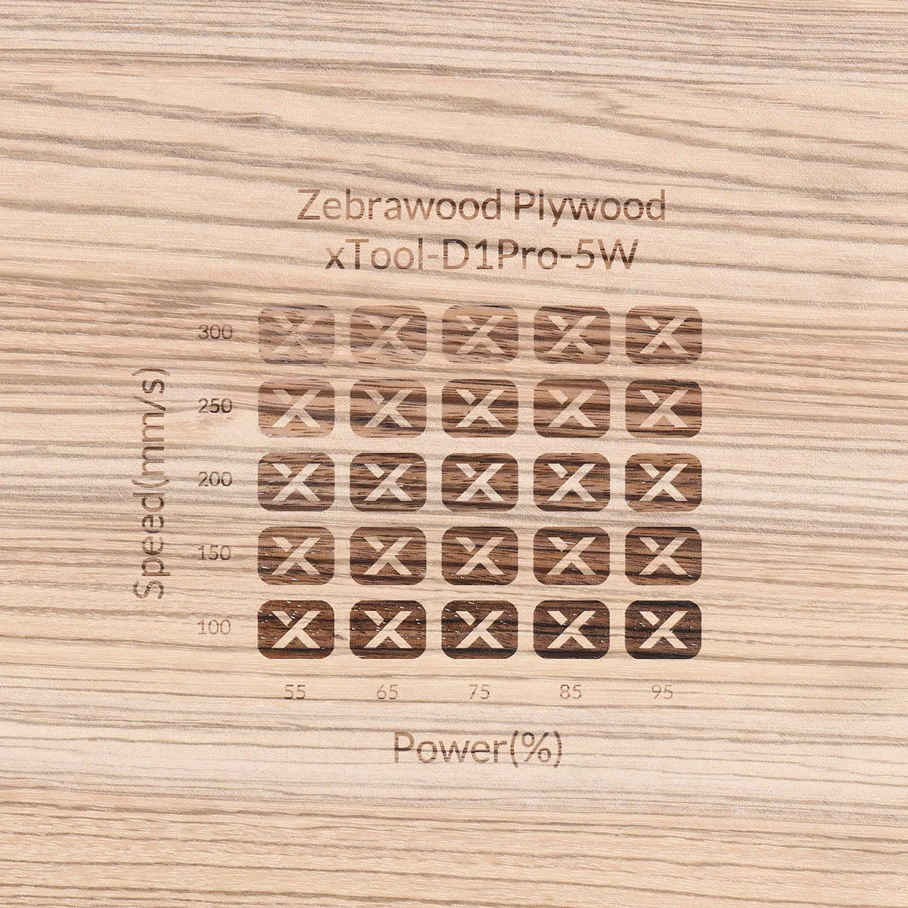 1/8"(3mm) Zebrawood Plywood test grid