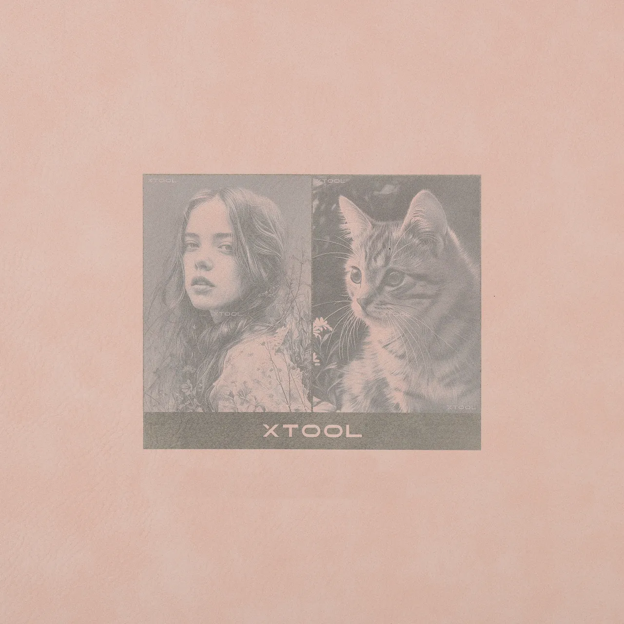 Pale Pink to Gold Laserable PU Leather test grid