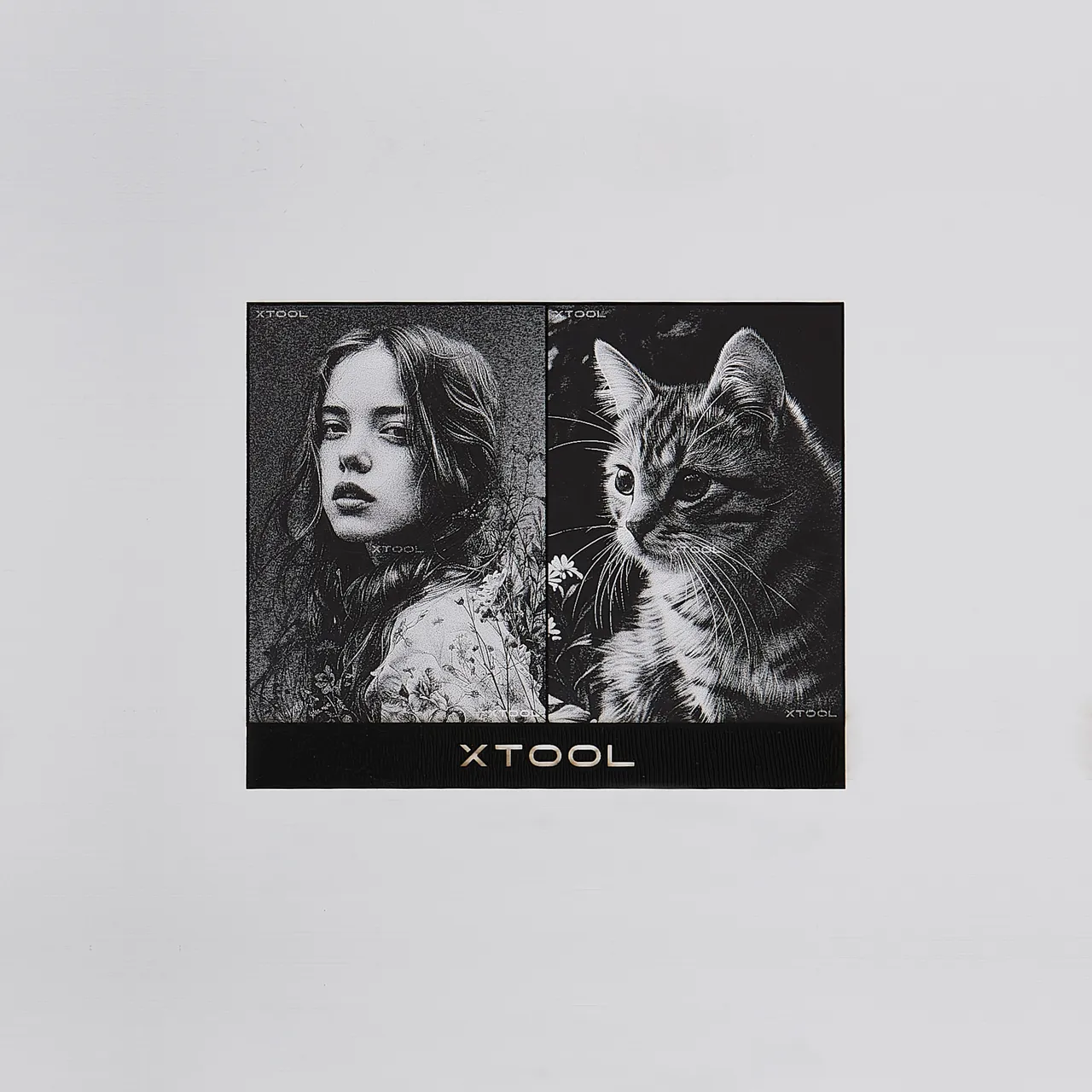 1/20"(1.3mm) Brushed Silver to Black Laser Engraving Two-Tone Plastic Sheet test grid