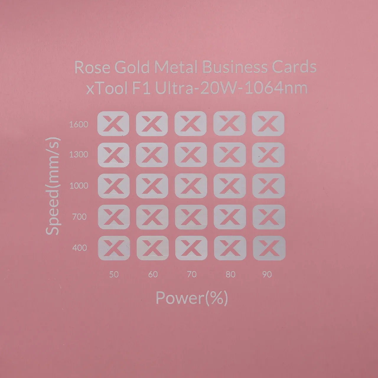 Rose Gold Metal Business Cards test grid