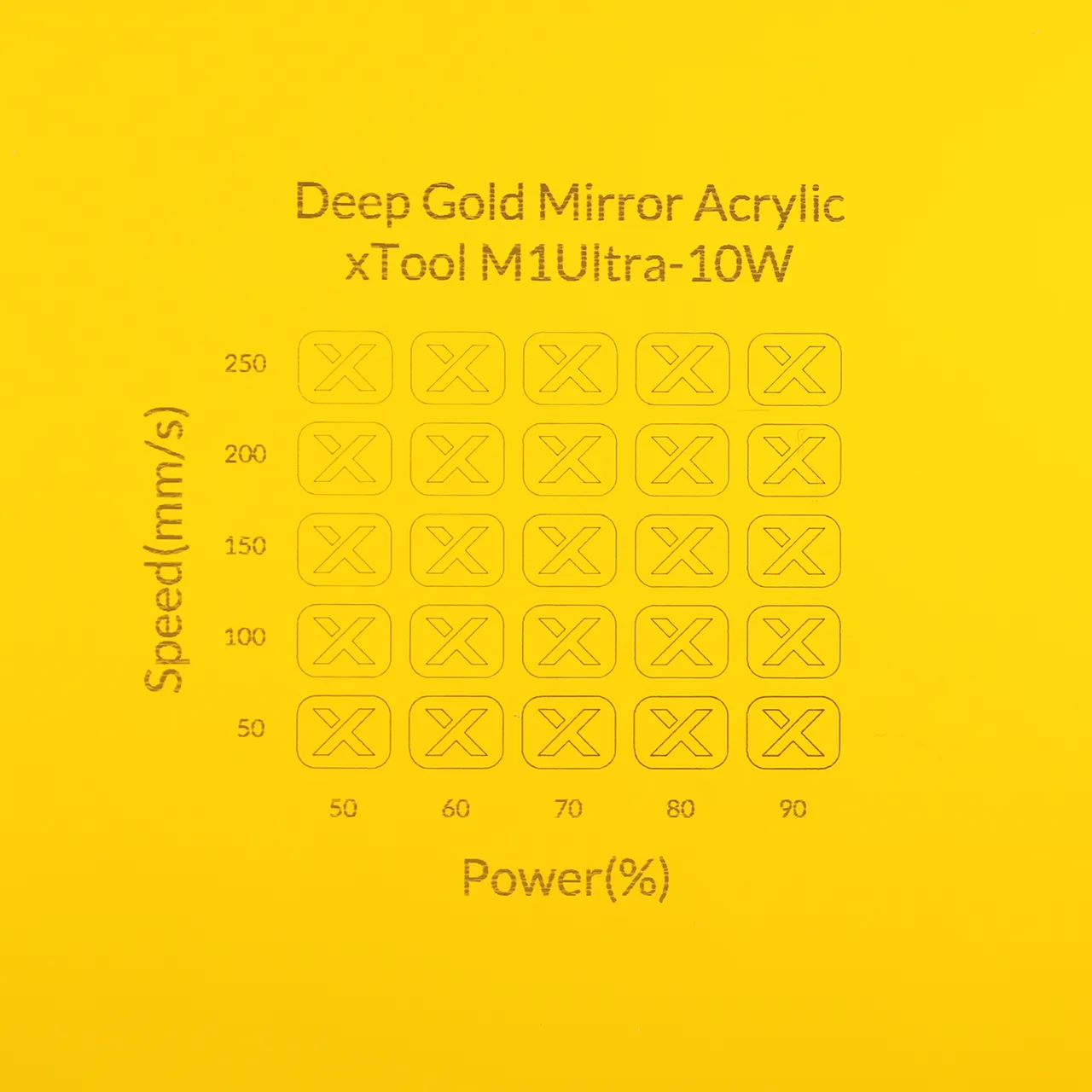 1/8"(3mm) Deep Gold Mirror Acrylic test grid