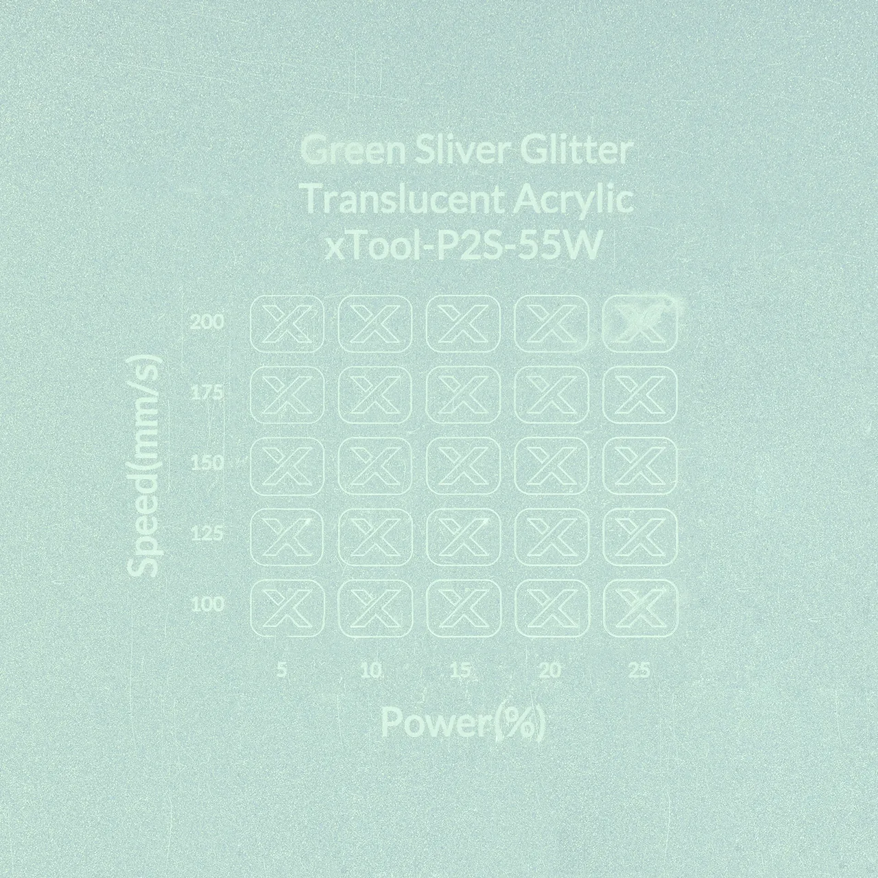 1/8"(3mm) Green Silver Glitter Translucent Acrylic test grid