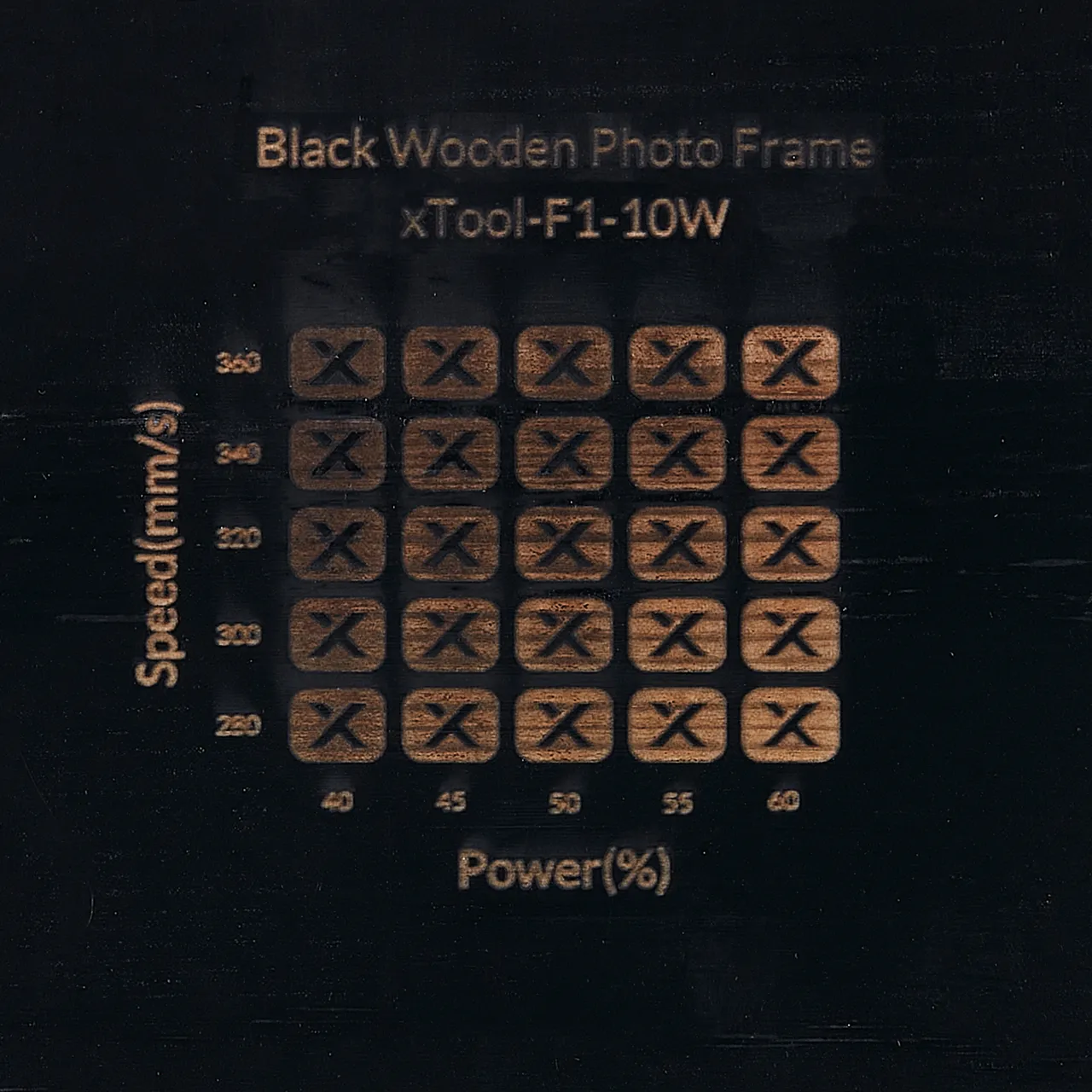 Black Painted Pine Wood test grid