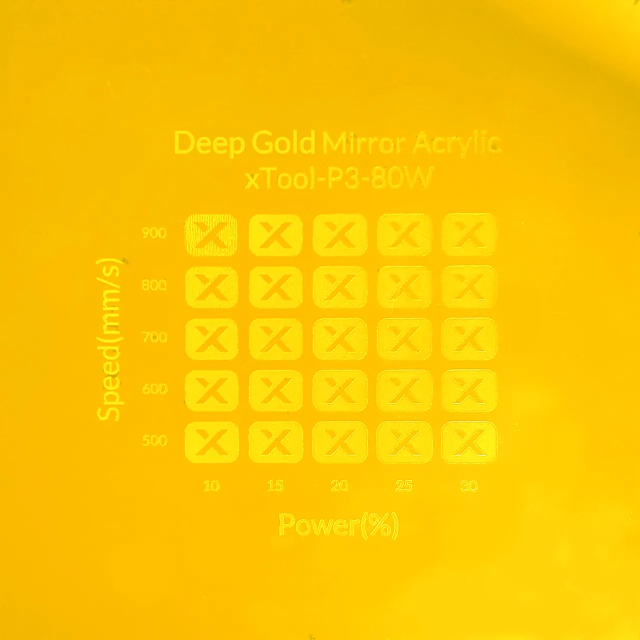 1/8"(3mm) Deep Gold Mirror Acrylic test grid