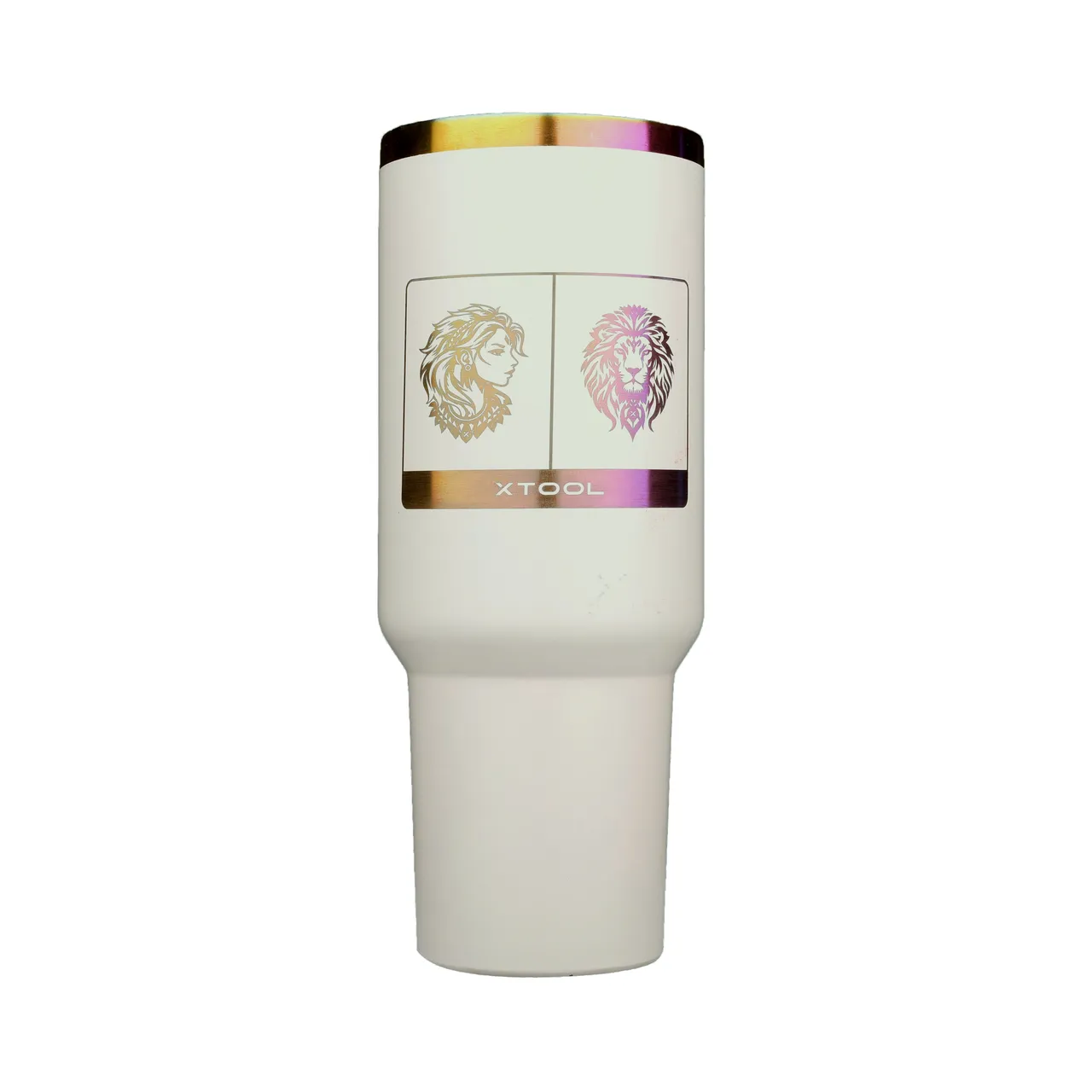 30oz(887ml) Cream White to Iridescent Tumbler with Handle and Straw test grid