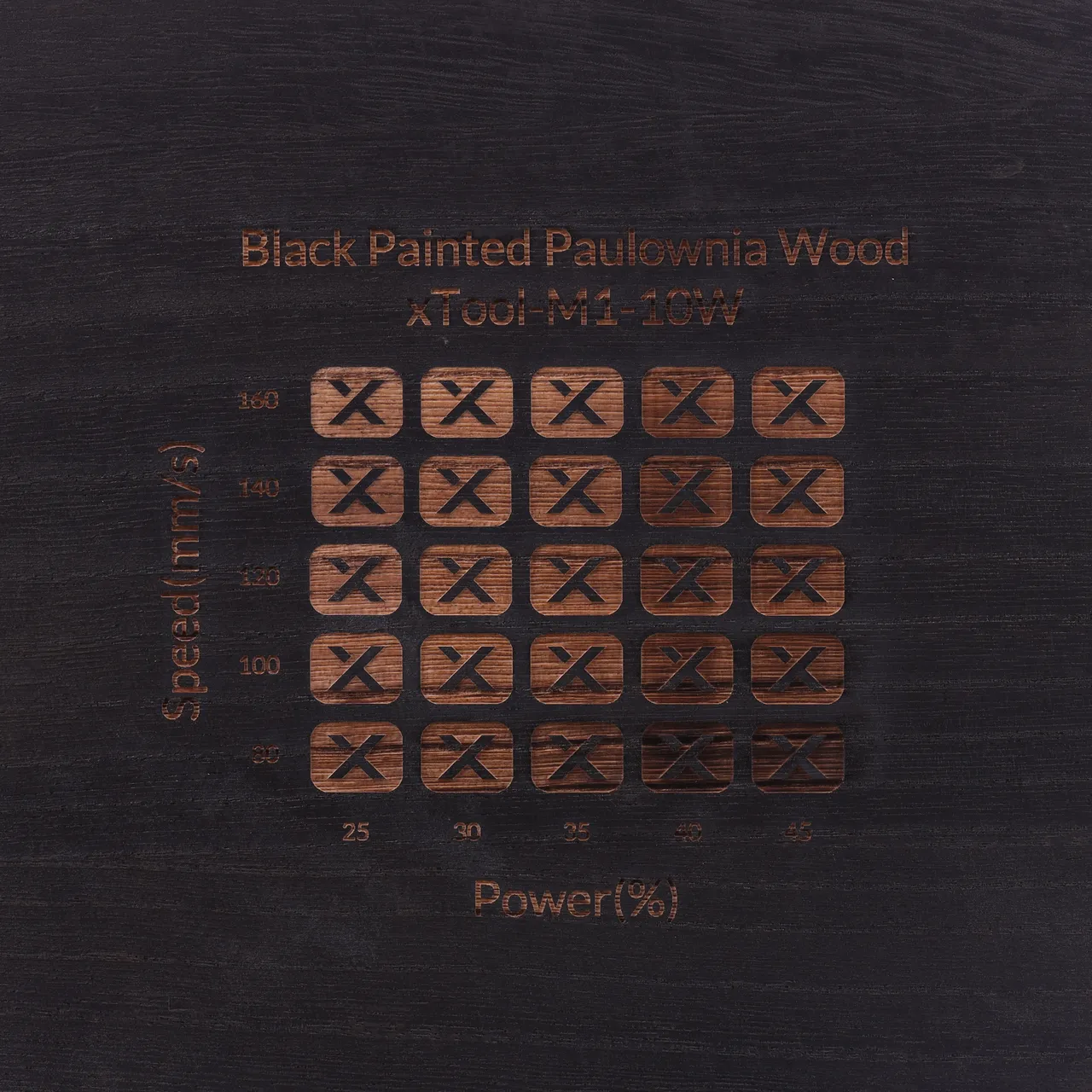 Black Painted Paulownia Wood test grid