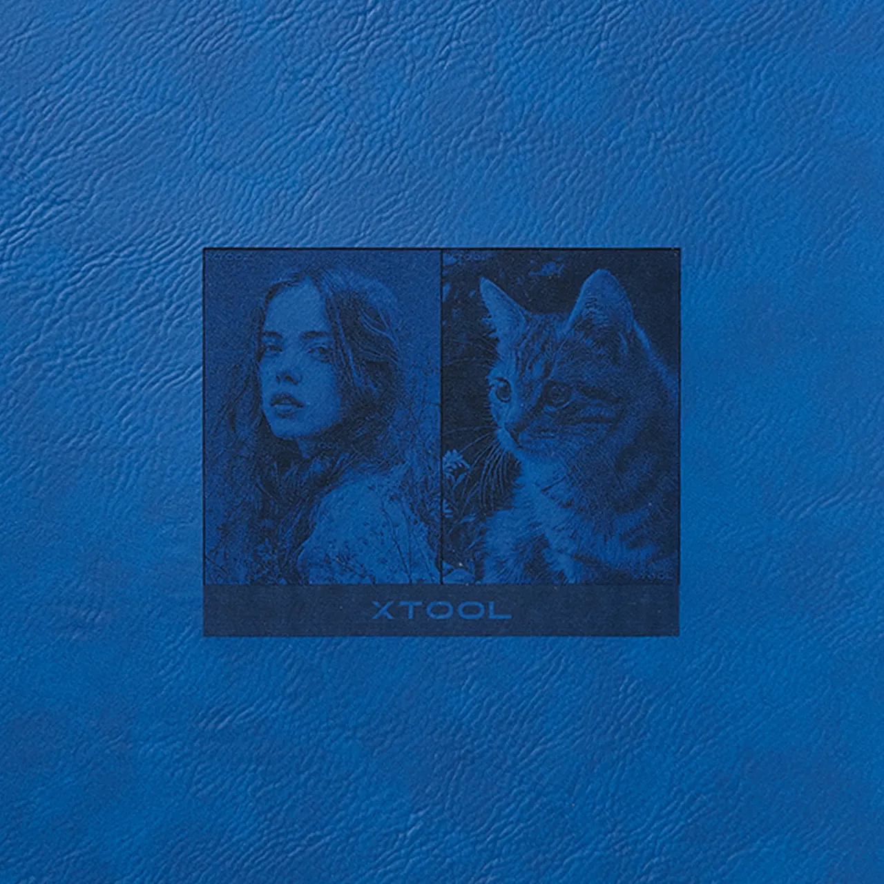 Blue to Black Laserable PU Leather test grid