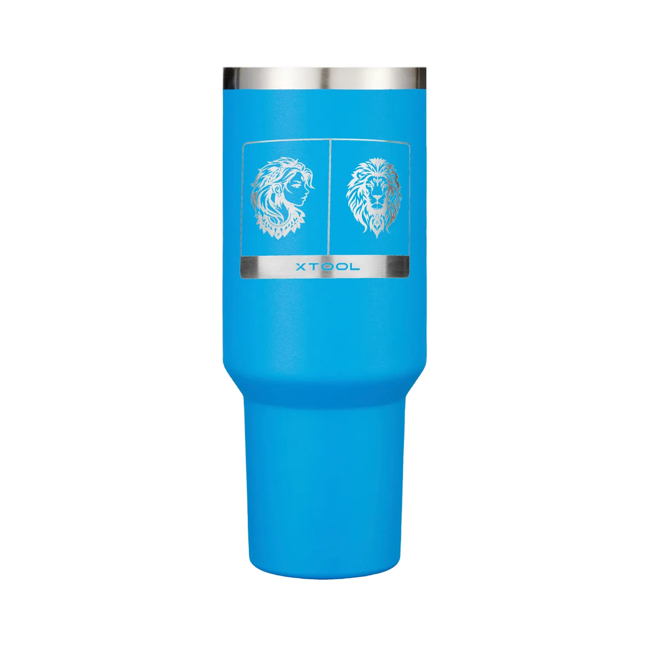 Deep Blue to Silver Stainless Steel Tumbler with Handle(40oz) test grid