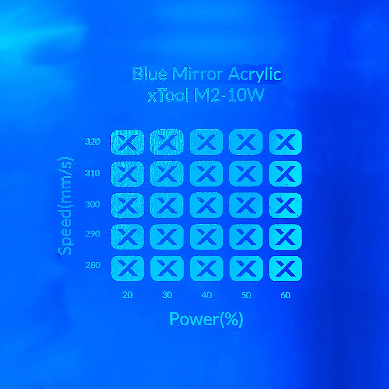 1/8"(3mm) Blue Mirror Acrylic test grid