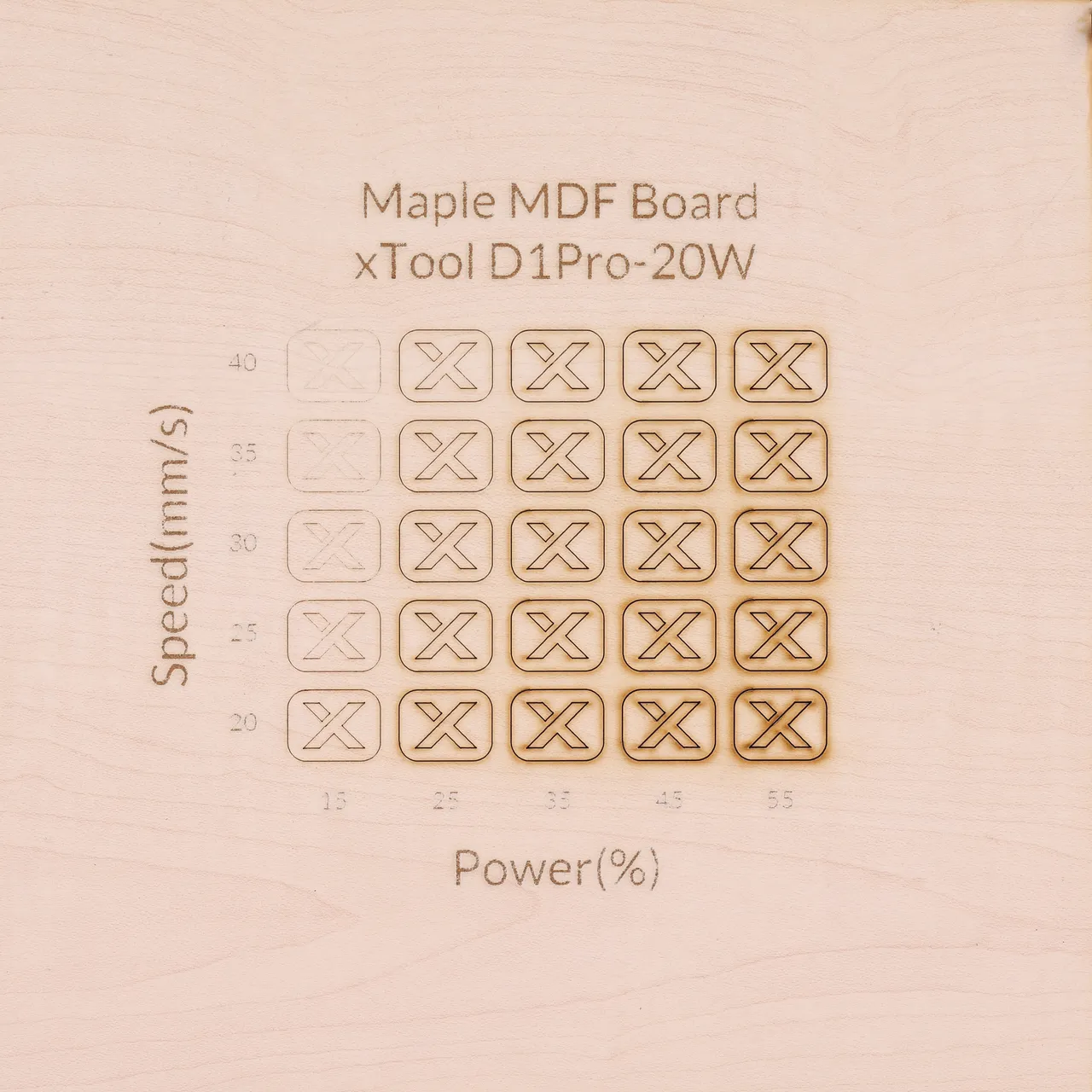 1/8"(3mm) Faux Maple MDF Board test grid