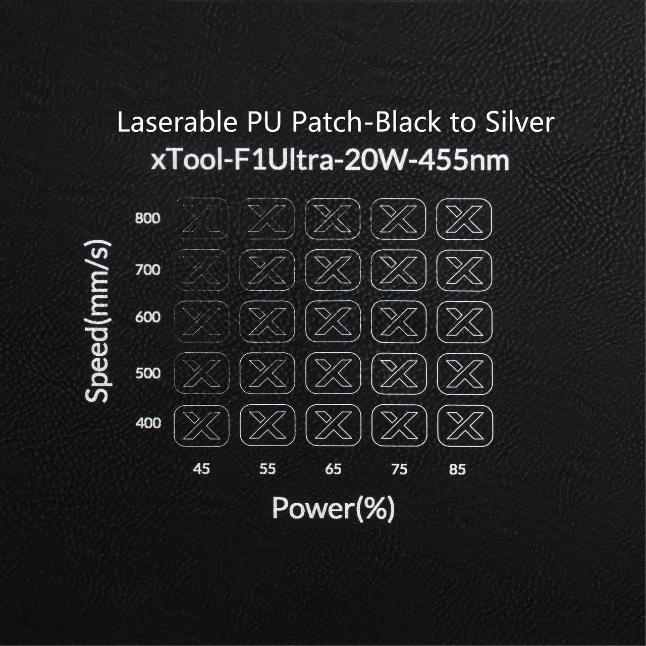 Black to Silver Round Laserable Leatherette Iron-on Patch