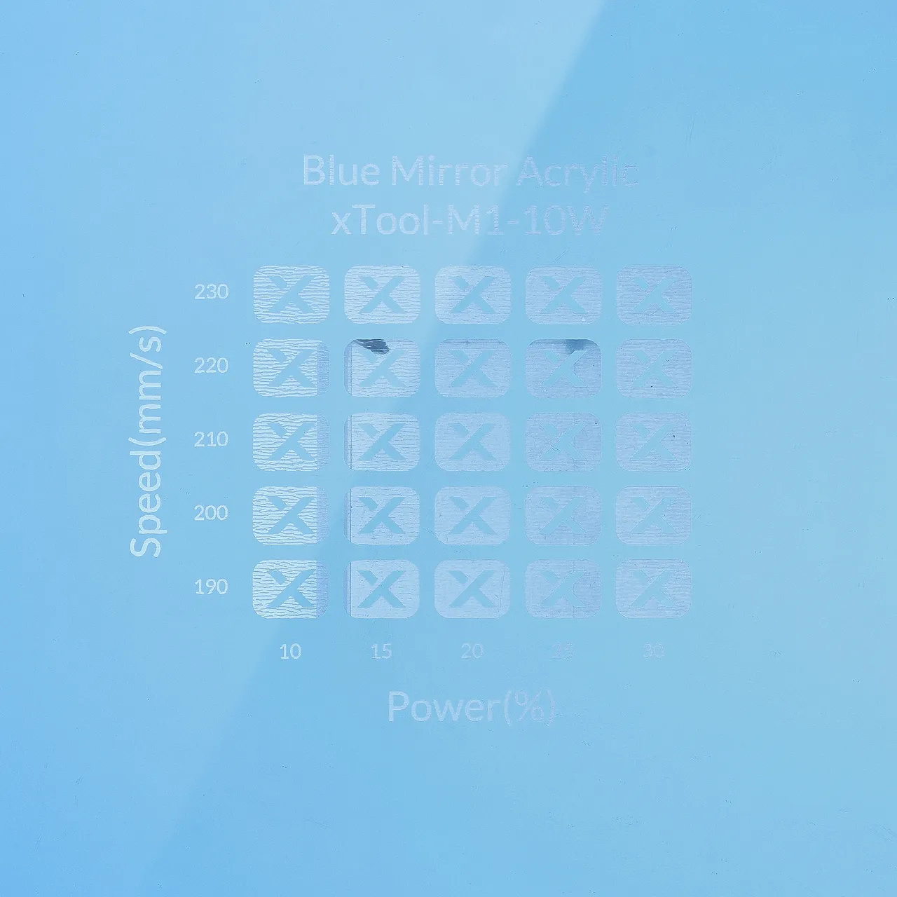 1/8"(3mm) Blue Mirror Acrylic test grid
